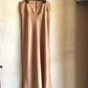 Champagne Free People satin midi skirt
